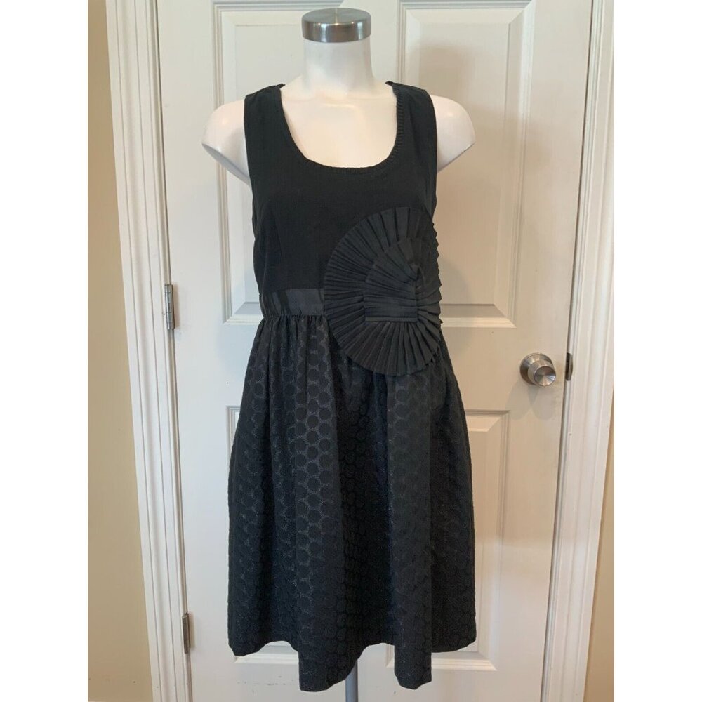 Wendy Katlen Black Dress W/ Metallic Polka Dot Skirt & Rosette , Size 6 (US)